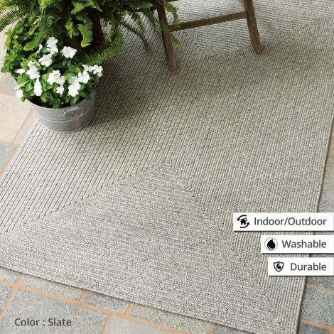 Buy Homespice Online Slate Light Grey Washable Outdoor Premium Braided Area Rug