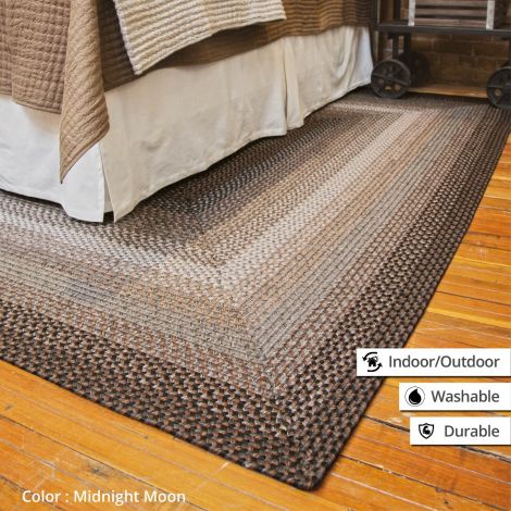 Buy Online Premium Homespice Midnight Moon Grey Washable Outdoor Braided Area Rug, Country