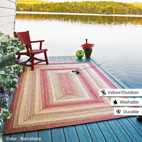 Buy Homespice Barcelona Red Washable Outdoor Premium Braided Area Rug