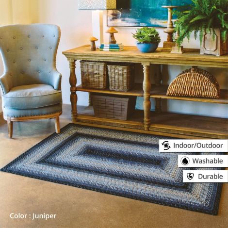 Buy Homespice Juniper Blue Premium Washable Outdoor Braided Area Rug by Homespice
