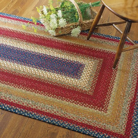 Buy Homespice Premium Log Cabin Step Red Cotton Primitive Braided Area Rug Online In USA | Rugfire