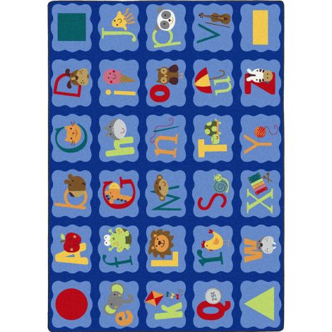 Kid Essentials Alphabet Blues-Multi Machine Tufted Area Rugs By Joy Carpets