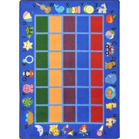 Kid Essentials Alphabet Phonics-Blue Machine Tufted Area Rugs By Joy Carpets
