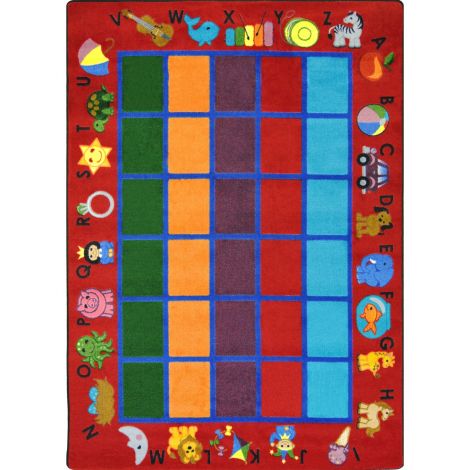 Kid Essentials Alphabet Phonics-Red Machine Tufted Area Rugs By Joy Carpets