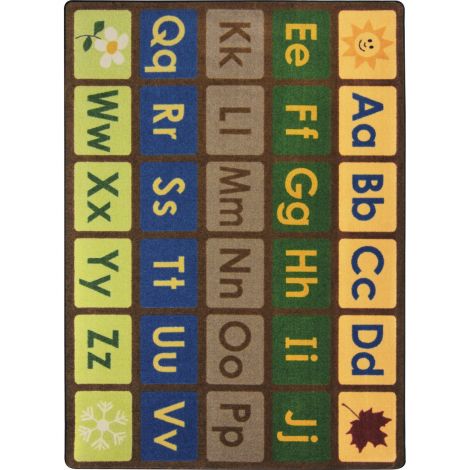 Kid Essentials Any Day Alphabet-Earthtone Machine Tufted Area Rugs By Joy Carpets