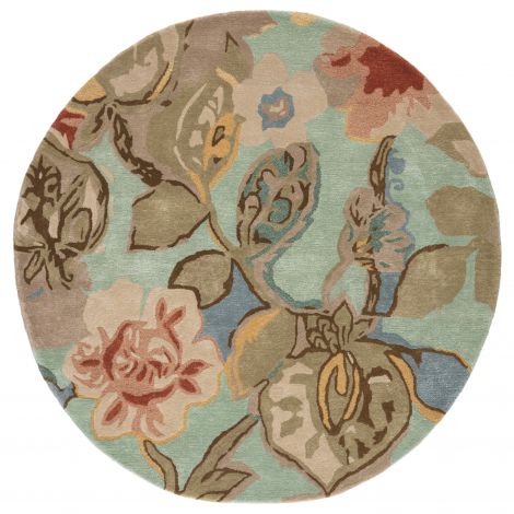 Jaipur Living Petal Pusher Handmade Floral Green Multicolor Round Area Rugs 