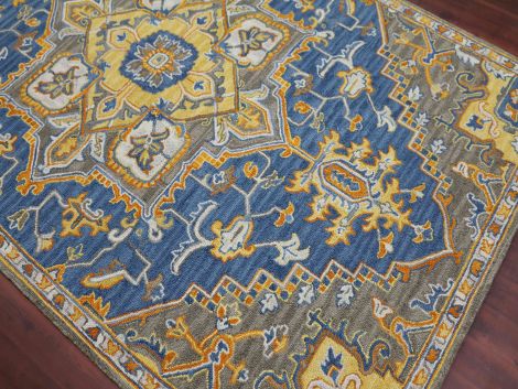 Boho Evreux Blue / Yellow Hand-Tufted Wool Area Rugs By Amer.