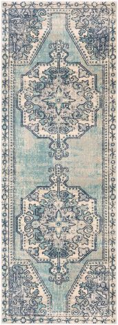 Bohemian BOM-2301 Teal, Navy Machine Woven Traditional Area Rugs By Surya