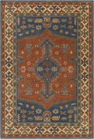 Caesar CAE-1222 Brick, Navy Hand Tufted Traditional Area Rugs By Surya