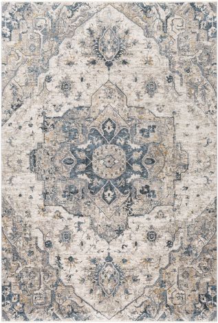 Cardiff CDF-2308 Teal, Ivory Machine Woven Traditional Area Rugs By Surya