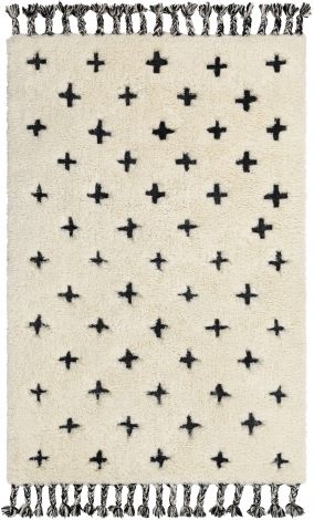 Camille CME-2300 Cream, Black Hand Knotted Global Area Rugs By Surya
