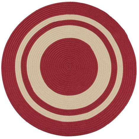 Coronado Round CN60 Red Rustic Farmhouse, Indoor - Outdoor Braided Area Rug by Colonial Mills