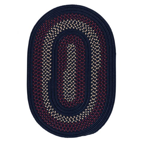 Deerfield DF51 Midnight Blue Rustic Farmhouse, Indoor - Outdoor Braided Area Rug by Colonial Mills