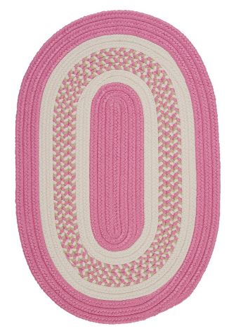 Flowers Bay FB21 Pink Rustic Farmhouse, Indoor - Outdoor Braided Area Rug by Colonial Mills