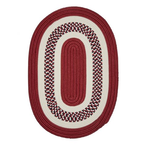 Flowers Bay FB70 Patriot Red Rustic Farmhouse, Indoor - Outdoor Braided Area Rug by Colonial Mills