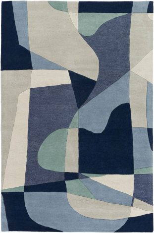 Forum FM-7195 Teal, Navy Hand Tufted Modern Area Rugs By Surya