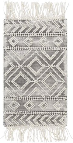 Farmhouse Tassels FTS-2303 Medium Gray, White Hand Woven Cottage Area Rugs By Surya