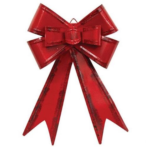 Buy Distressed Red Metal Hanging Gift Bow Online