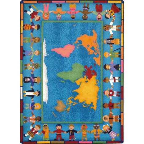 Kid Essentials Hands Around the World-Multi Machine Tufted Area Rugs By Joy Carpets