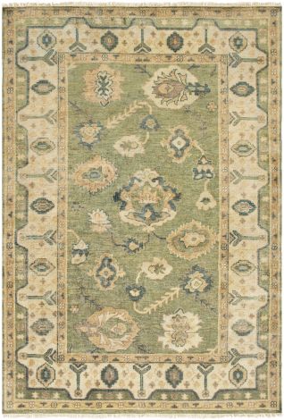 Hillcrest HIL-9017 Dark Green, Bright Yellow Hand Knotted Traditional Area Rugs By Surya