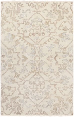 Hillcrest HIL-9040 Light Gray, Camel Hand Knotted Traditional Area Rugs By Surya