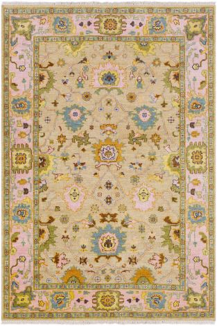 Hillcrest HIL-9043 Tan, Bright Pink Hand Knotted Traditional Area Rugs By Surya