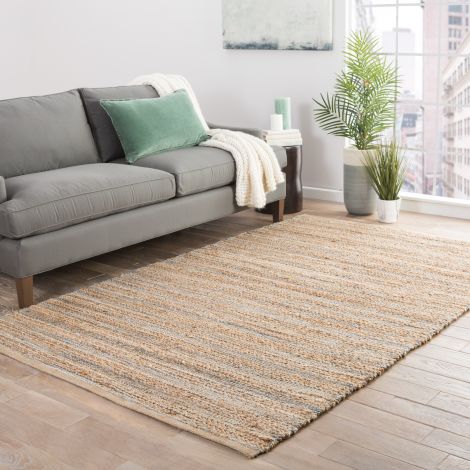 Jaipur Living Canterbury Natural Solid Beige Blue Area Rugs 