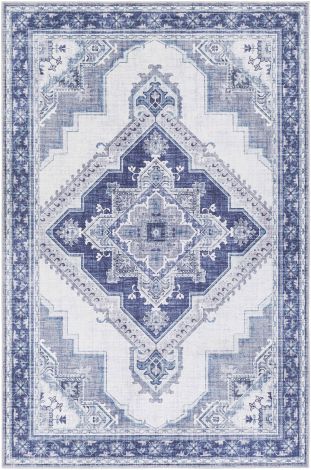 Iris IRS-2303 Navy, Ice Blue Machine Woven Traditional Area Rugs By Surya
