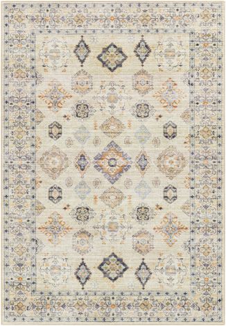 Leicester LEC-2303 Burnt Orange, Tan Machine Woven Traditional Area Rugs By Surya
