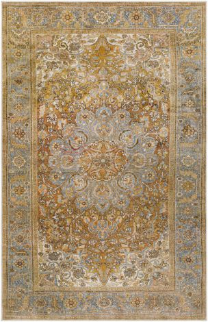 Lavable LVB-2302 Saffron, Mustard Machine Woven Traditional Area Rugs By Surya