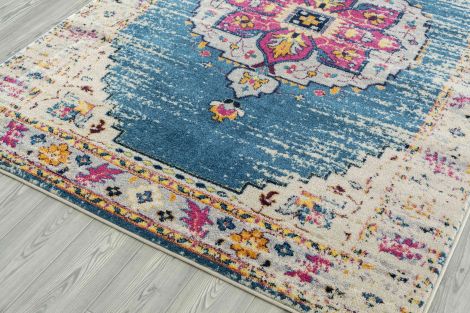 Manhattan Lecat Boho Medallion Turquoise / Pink Area Rugs By Amer.