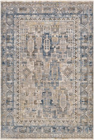 Mirabel MBE-2302 Navy, Denim Machine Woven Traditional Area Rugs By Surya