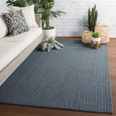 Jaipur Living Iver Indoor Outdoor Solid Blue Gray Area Rugs 