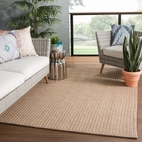 Jaipur Living Iver Indoor Outdoor Solid Tan Area Rugs 
