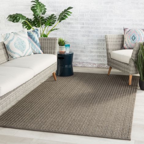 Jaipur Living Iver Indoor Outdoor Solid Gray Taupe Area Rugs 