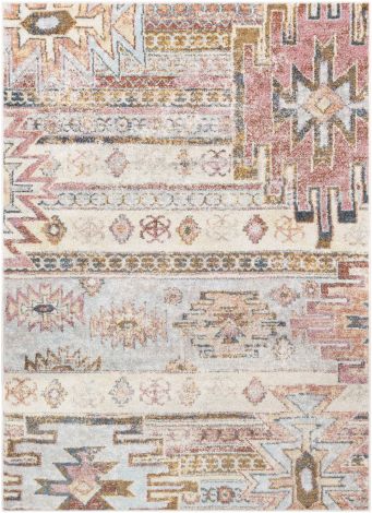 New Mexico NWM-2311 Light Gray, Burnt Orange Machine Woven Rustic Area Rugs By Surya