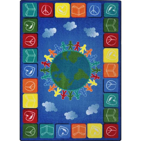 Kid Essentials Peace Love Books-Multi Machine Tufted Area Rugs By Joy Carpets