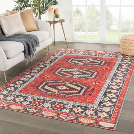 Jaipur Living Miner Indoor Outdoor Medallion Red Yellow Area Rugs 