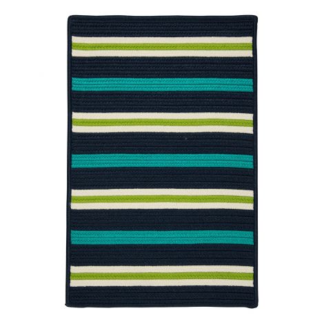 Painter Stripe PS51 Navy Waves Baby - Kids - Teen, Indoor - Outdoor Braided Area Rug by Colonial Mills
