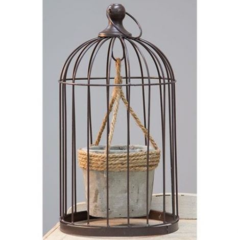 Buy Wire Birdcage with Jute and Cement Plant Holder, Large Online