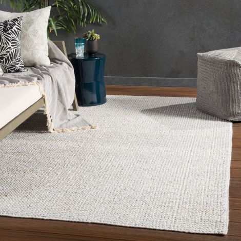 Jaipur Living Limon Indoor  Outdoor Solid Ivory  Gray Area Rugs 
