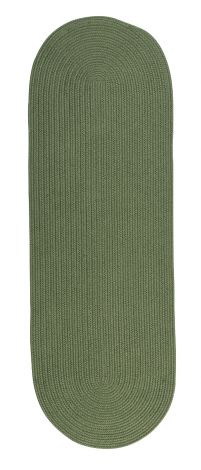 Reversible Flat-Braid (Oval) Runner RV69 Moss Green Casual, Indoor - Outdoor Braided Area Rug by Colonial Mills