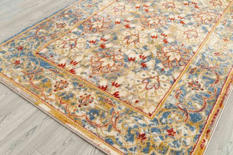 Sanya Vass Yellow / Blue Vintage Floral Area Rugs By Amer.