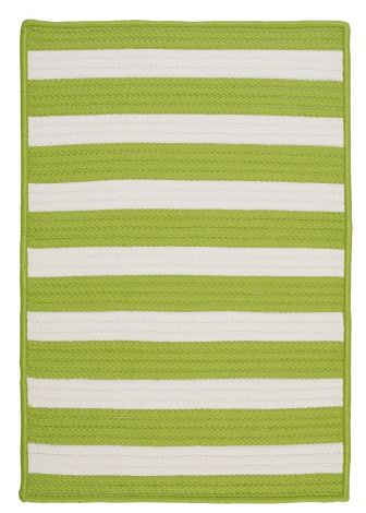 Stripe It TR29 Bright Lime Coastal, Indoor - Outdoor Braided Area Rug by Colonial Mills