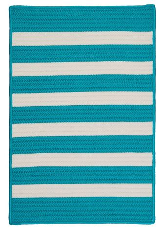 Stripe It TR49 Turquoise Coastal, Indoor - Outdoor Braided Area Rug by Colonial Mills