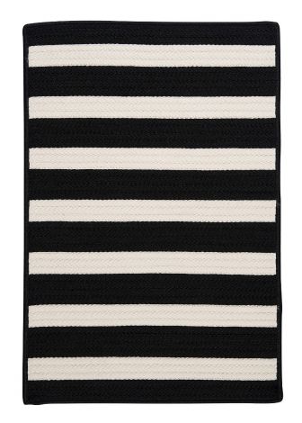 Stripe It TR89 Black White Coastal, Indoor - Outdoor Braided Area Rug by Colonial Mills