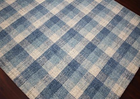 Tartan Cartwell Blue Plaid Hand-Tufted Wool Area Rugs By Amer.