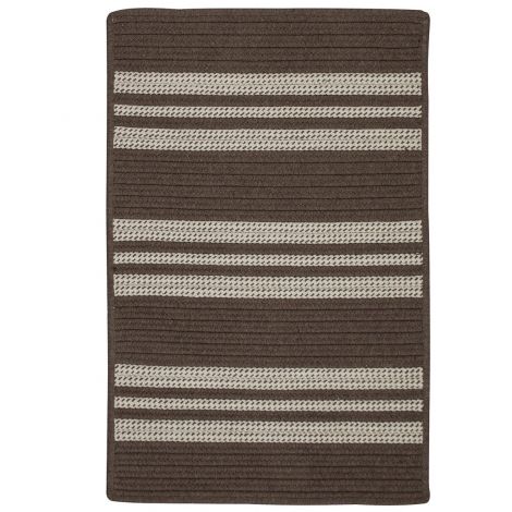 Sunbrella Southport Stripe UH09 Mink Casual, Acrylic Braided Area Rug by Colonial Mills