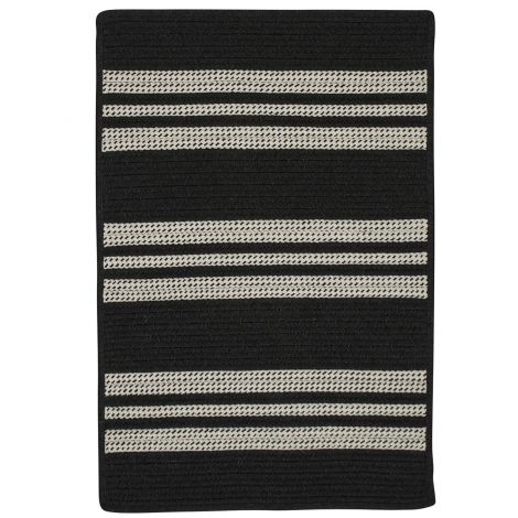 Sunbrella Southport Stripe UH19 Black Casual, Acrylic Braided Area Rug by Colonial Mills