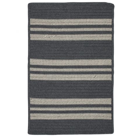 Sunbrella Southport Stripe UH49 Granite Casual, Acrylic Braided Area Rug by Colonial Mills
